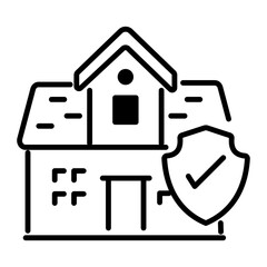 An outline style icon of home insurance 
