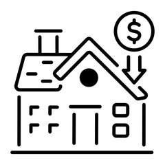 Price down icon in line style 