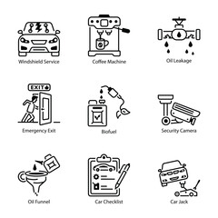 Set of Auto Services Linear Icons 

