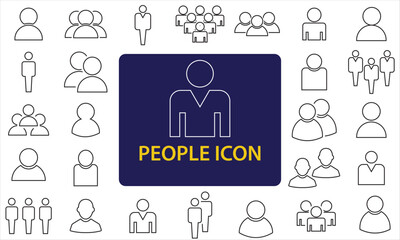 People icon set. Containing group, family, human, team, community, friends, population and senior icons. isolated on white background. Vector illustration. EPS 10