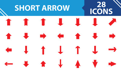 Short Arrow set. isolated on white background. Vector illustration. EPS 10