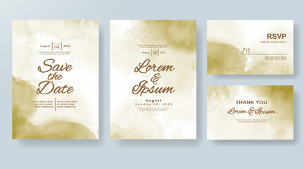 Wedding invitation with Abstract splashed watercolor background