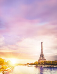 Fototapeta premium Eiffel Tower and river Seine in Paris