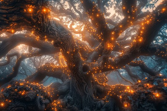 A delightful scene in Wonderland with a magical forest. The landscape is filled with whimsical trees, glowing flora and an ethereal atmosphere that captures the essence of a fantastical world.