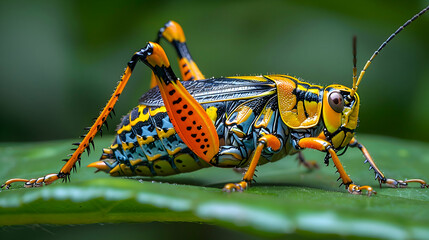 Fototapeta premium Amazon Treehopper resting on a leaf, its unique body shape and colors