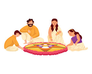 hindu people in onam harvest festival