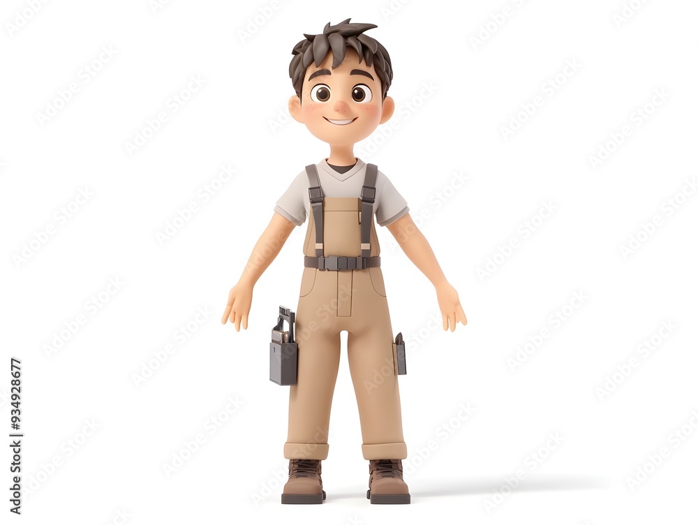Aufkleber detailed 3d rendering of a young male web developer character in a professional uniform standing at 