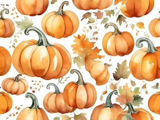 abstract Pumpkin. Hand drawn watercolor painting white background illustration