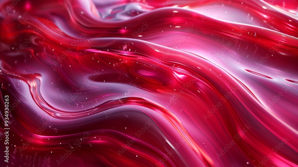 Aufkleber Abstract red wave patterns flowing gently with shiny highlights