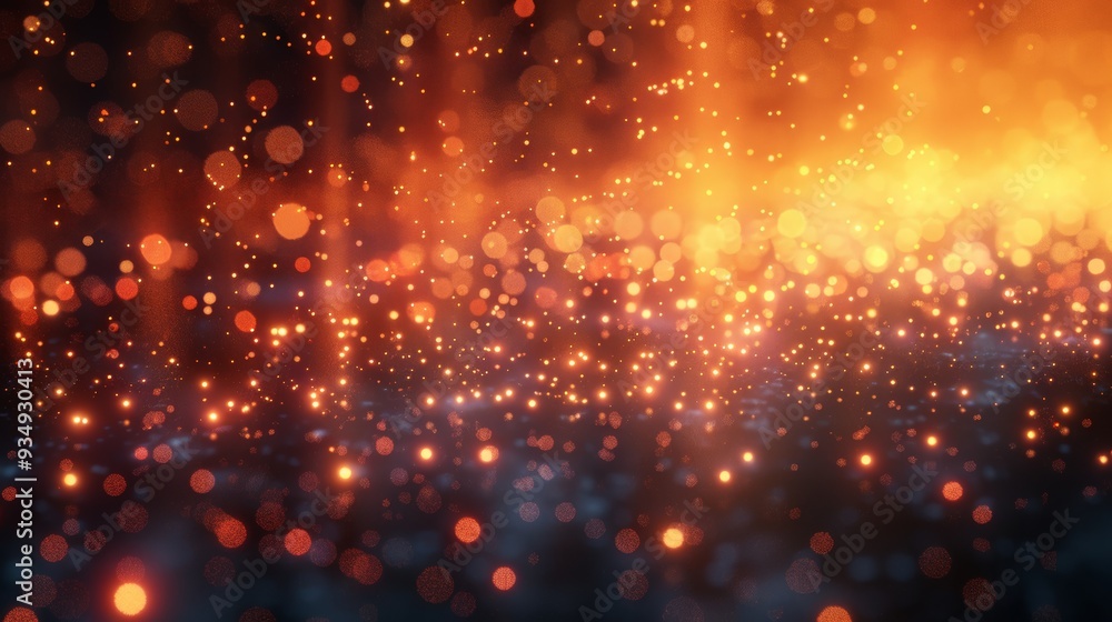 Poster sparkling light particles in a dark environment creating a warm ambiance