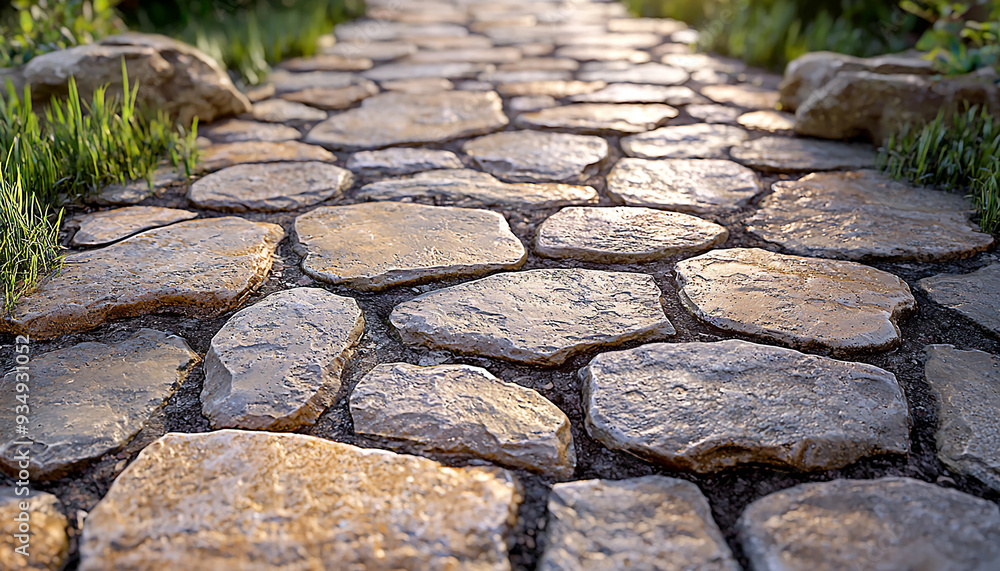 Poster stone footpath pattern rock sidewalk architecture rough grass generated by ai