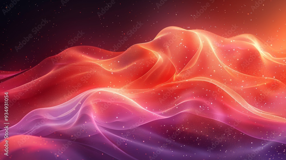 Aufkleber abstract colorful waves illuminated by warm light in a cosmic setting