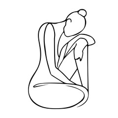 Abstract Sketch Line Drawing of Female Figure. Woman Body Vector Linear Drawing. Female Silhouette Outline Abstract Portrait for Minimalist, Fashion Design. Vector EPS 10.