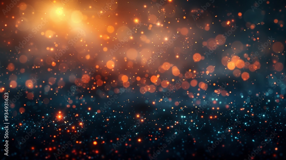 Poster colorful bokeh lights create a shimmering effect on a dark background during an artistic display