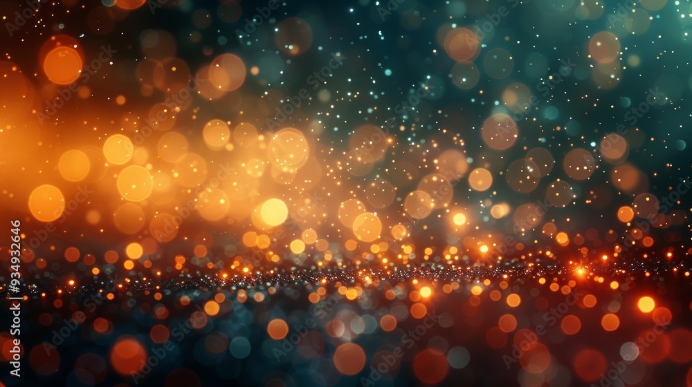 Poster shimmering bokeh background with warm and cool tones during twilight