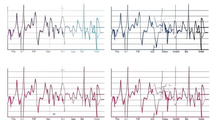heart rhythm set, Electrocardiogram isolated on white background