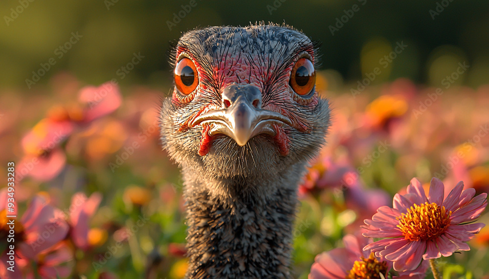 Poster beautiful bird with colorful feathers in natural setting generated by ai