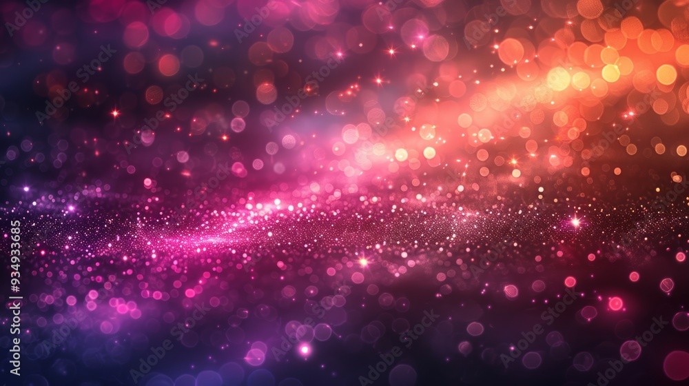 Poster colorful abstract background with glowing orbs and sparkling stars in a cosmic space setting