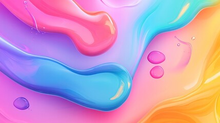 Fototapeta premium Liquid Rainbow Dreamscape: A vibrant, abstract composition of swirling, colorful liquid forms, evoking a sense of joy, energy, and playful movement. 