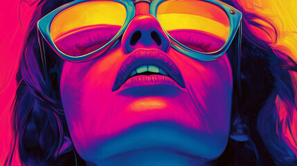 Vintage Neon Lights Poster with Grain Effect, retro, 80s, neon colors, vibrant, poster, grainy texture, nostalgic, bold typography