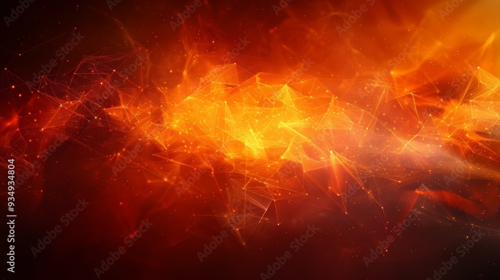 Poster Abstract fiery background with bright orange and red hues showcasing dynamic light patterns