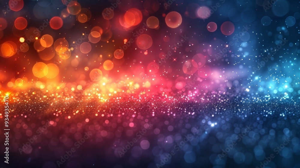Poster colorful bokeh lights creating a vibrant background with shimmering particles
