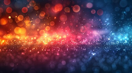 Colorful bokeh lights creating a vibrant background with shimmering particles