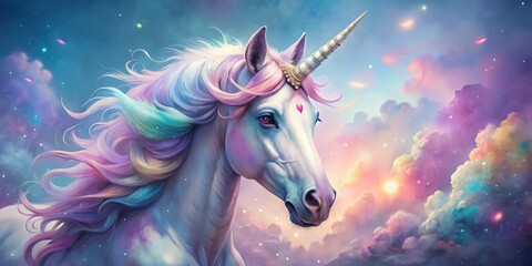 + Soft pastels (implied by "shimmering misty hues" and "petal-soft unicorn horns")