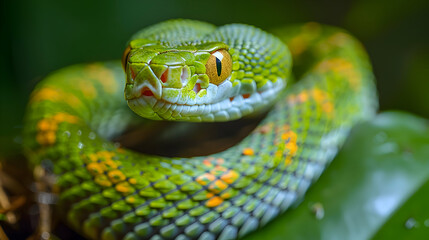 Fototapeta premium Amazon Whipsnake slithering through the underbrush, its slender body and scales