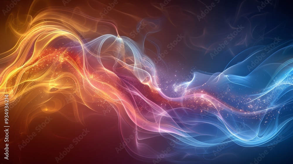 Aufkleber abstract colorful wave patterns glowing in soft light