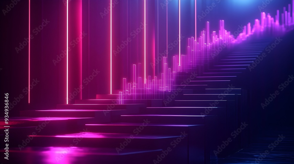 Poster sleek and cinematic 3d business growth chart with data visualization featuring futuristic abstract g