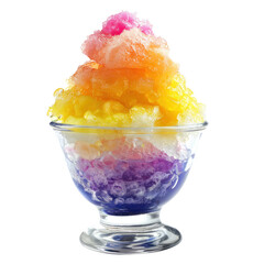 colorful shaved ice isolated on transparent white background, clipping path