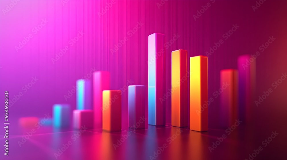 Poster stunning 3d rendered bar chart data visualization with a vibrant sleek and minimalist design featuri
