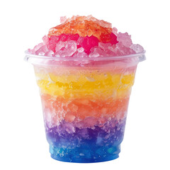 colorful shaved ice isolated on transparent white background, clipping path