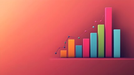 Stunning showcasing a vibrant and minimalist bar chart data visualization  The dynamic infographic features clean lines geometric shapes and a modern color palette conveying financial progress