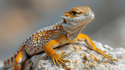 Naklejka premium Amazon Whiptail Lizard basking on a rock, its scales and body texture
