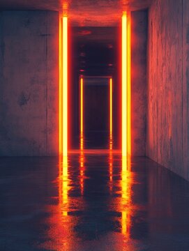 Dark Room with Orange Lights