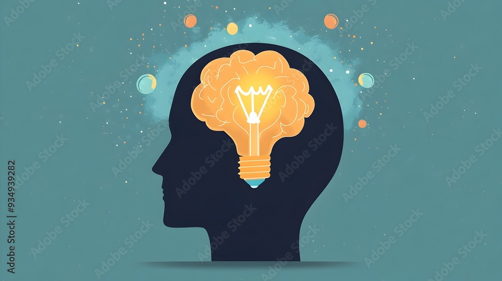 Poster the illuminating mind:unleashing creativity and innovation through insightful thinking. this image s