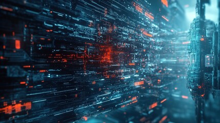 Obraz premium Cyberpunk Data Stream