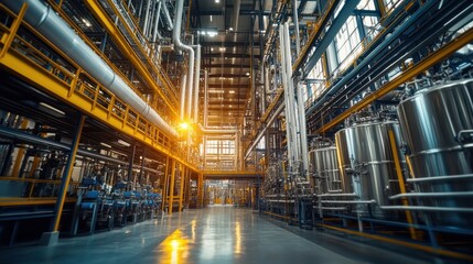 A modern manufacturing plant with state-of-the-art equipment, focused on high-volume chemical production.