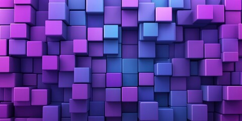 Purple and Blue Cubes in Room