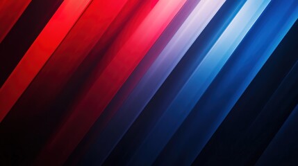 Fototapeta premium Diagonal gradient stripes transitioning from deep red to blue, creating a striking abstract background,