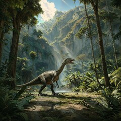 Tyrannosaurus rex dinosaur in jungle