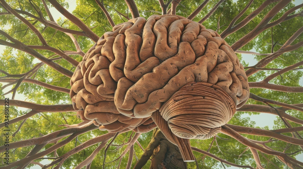 Poster A unique blend of nature and cognition, showcasing a tree-like brain symbolizing growth and intelligence.