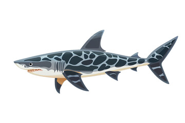Obraz premium A colorful cartoon illustration of a shark, showcasing its sleek body and distinctive patterns in a fun and engaging style.