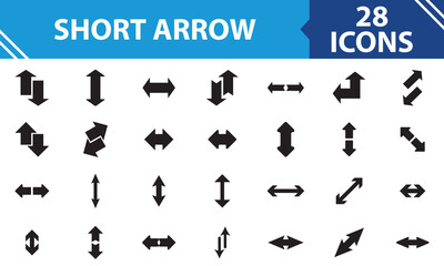 Two short small arrow set point in different opposite directions.  isolated on white background. Vector illustration. EPS 10