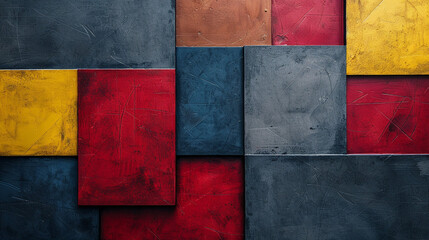 A bold color palette with rich crimson, deep indigo, warm mustard, and soft gray. Provides a striking and memorable look for impactful branding and marketing.