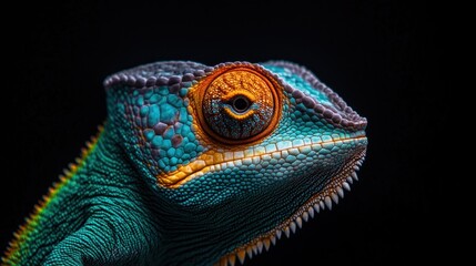Close-up Portrait of a Chameleon with Striking Colors