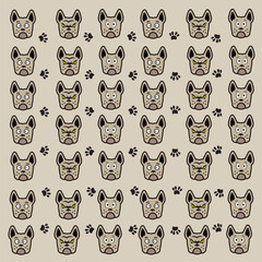 cute dog and paw pattern