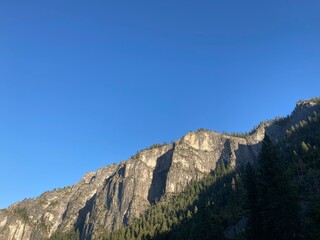 mountain at sunset in yosemite valley state